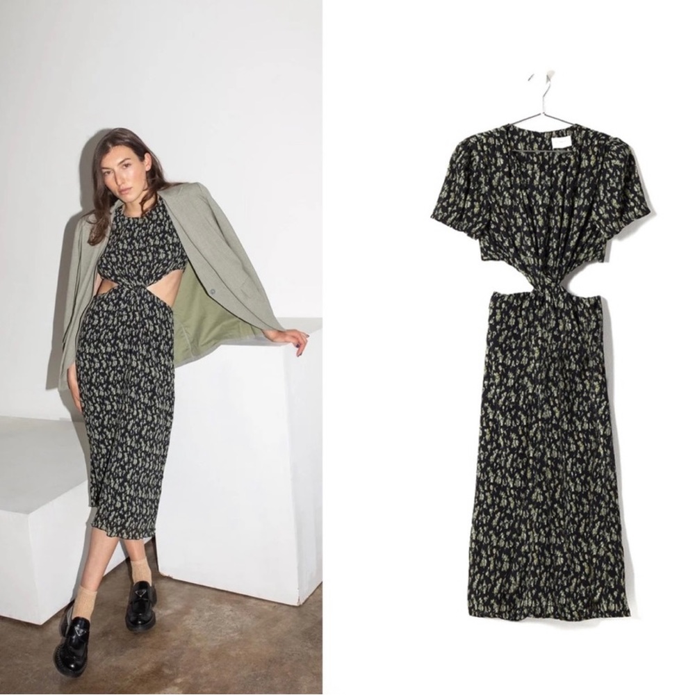 WHO What Wear Collection Drew Cutout Floral Twist Midi Dress Size XL
